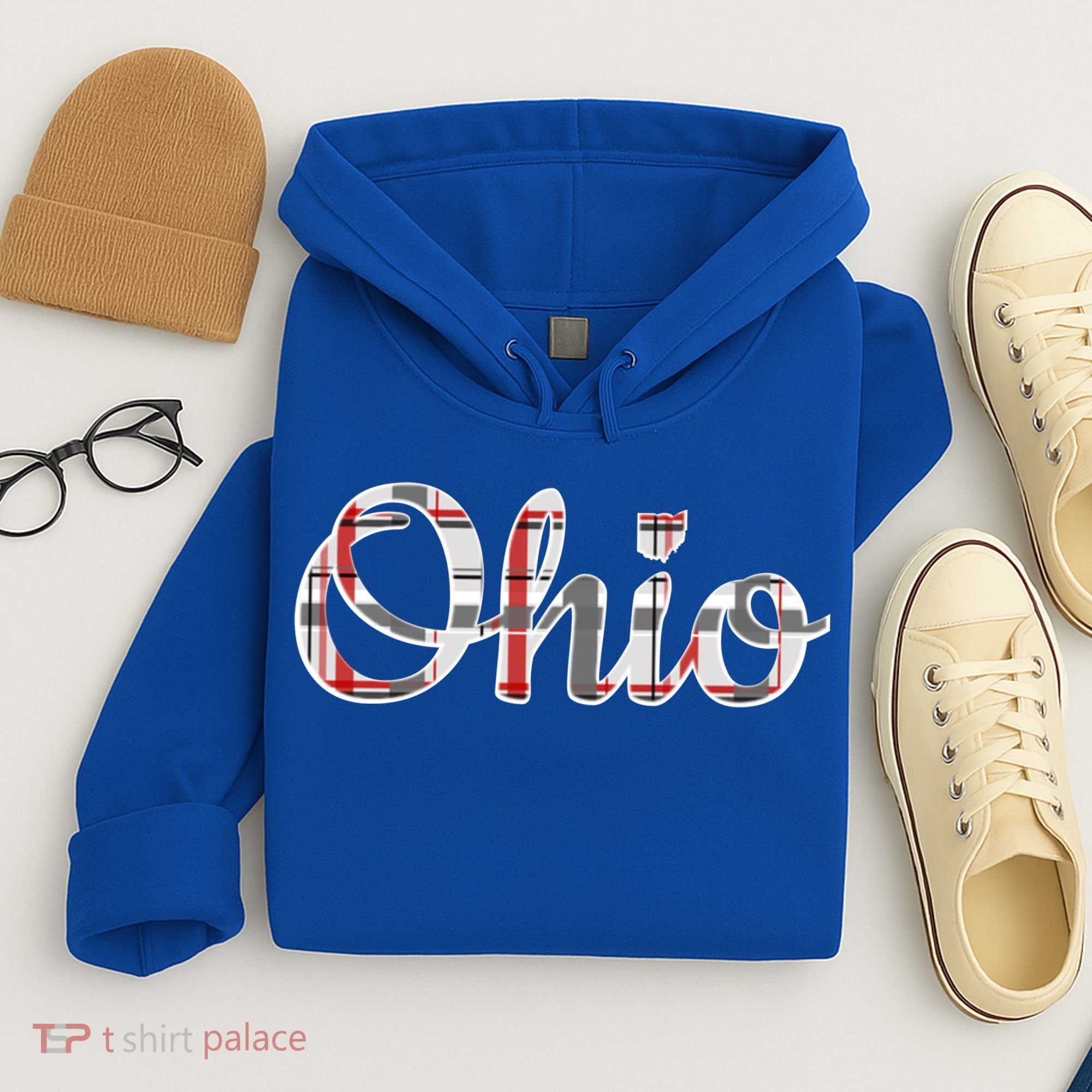 State Of Ohio Ohioan Pride Trendy Plaid Script Texgift Hoodie