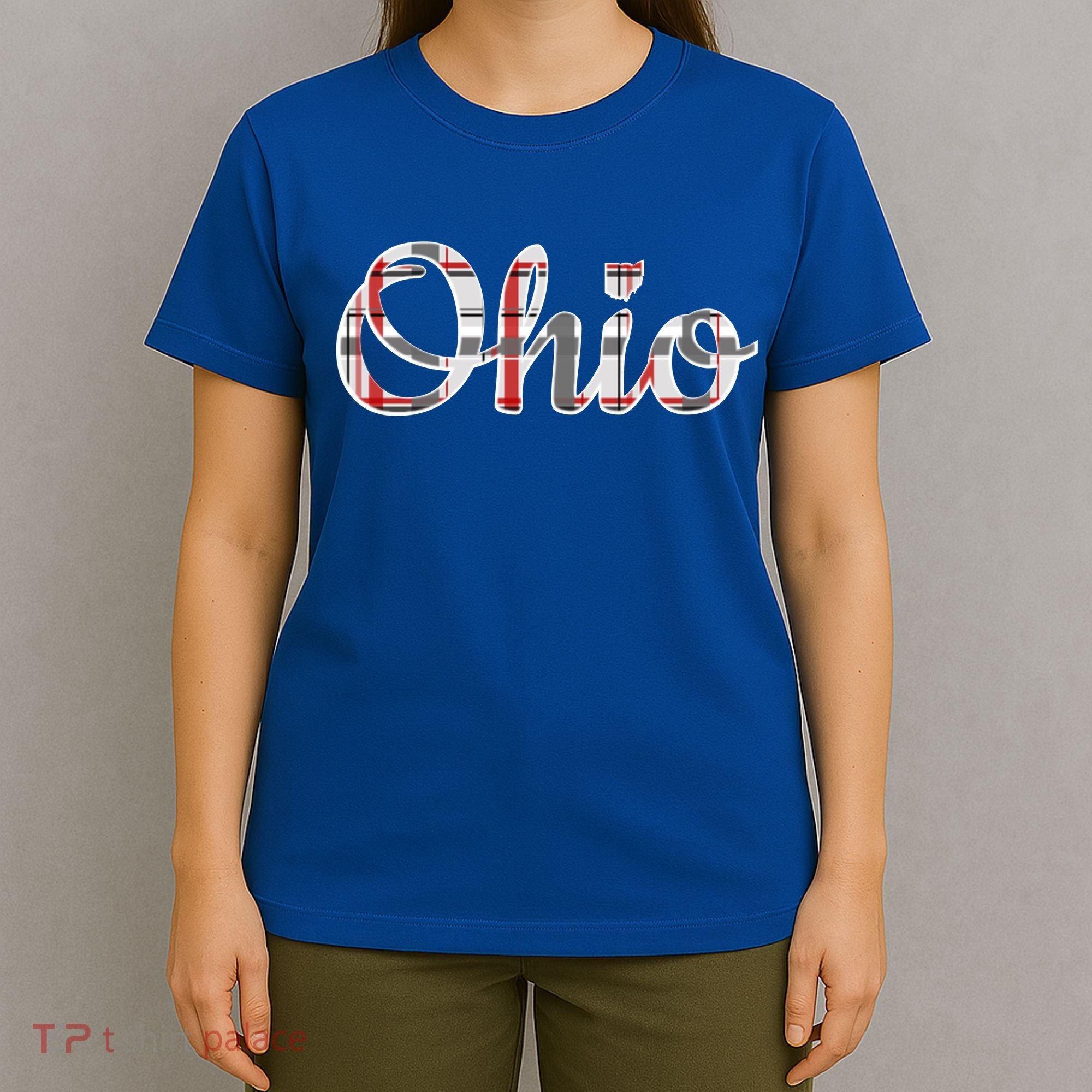 State Of Ohio Ohioan Pride Trendy Plaid Script Texgift T-Shirt