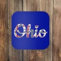 State Of Ohio Ohioan Pride Trendy Plaid Script Texgift Coaster thumb 0