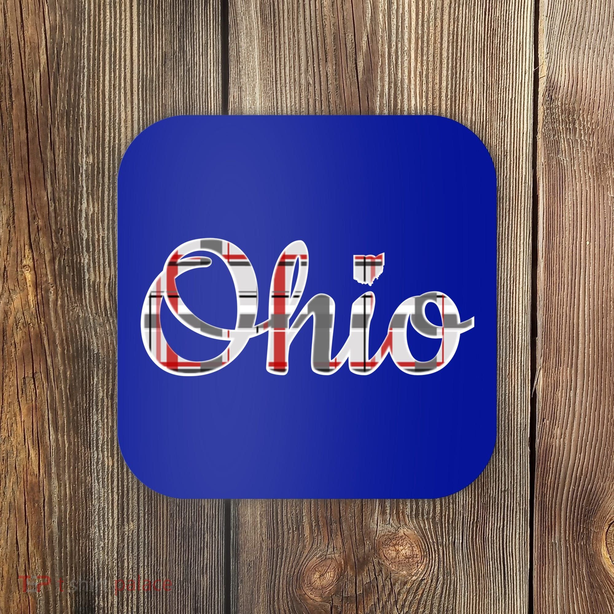 State Of Ohio Ohioan Pride Trendy Plaid Script Texgift Coaster
