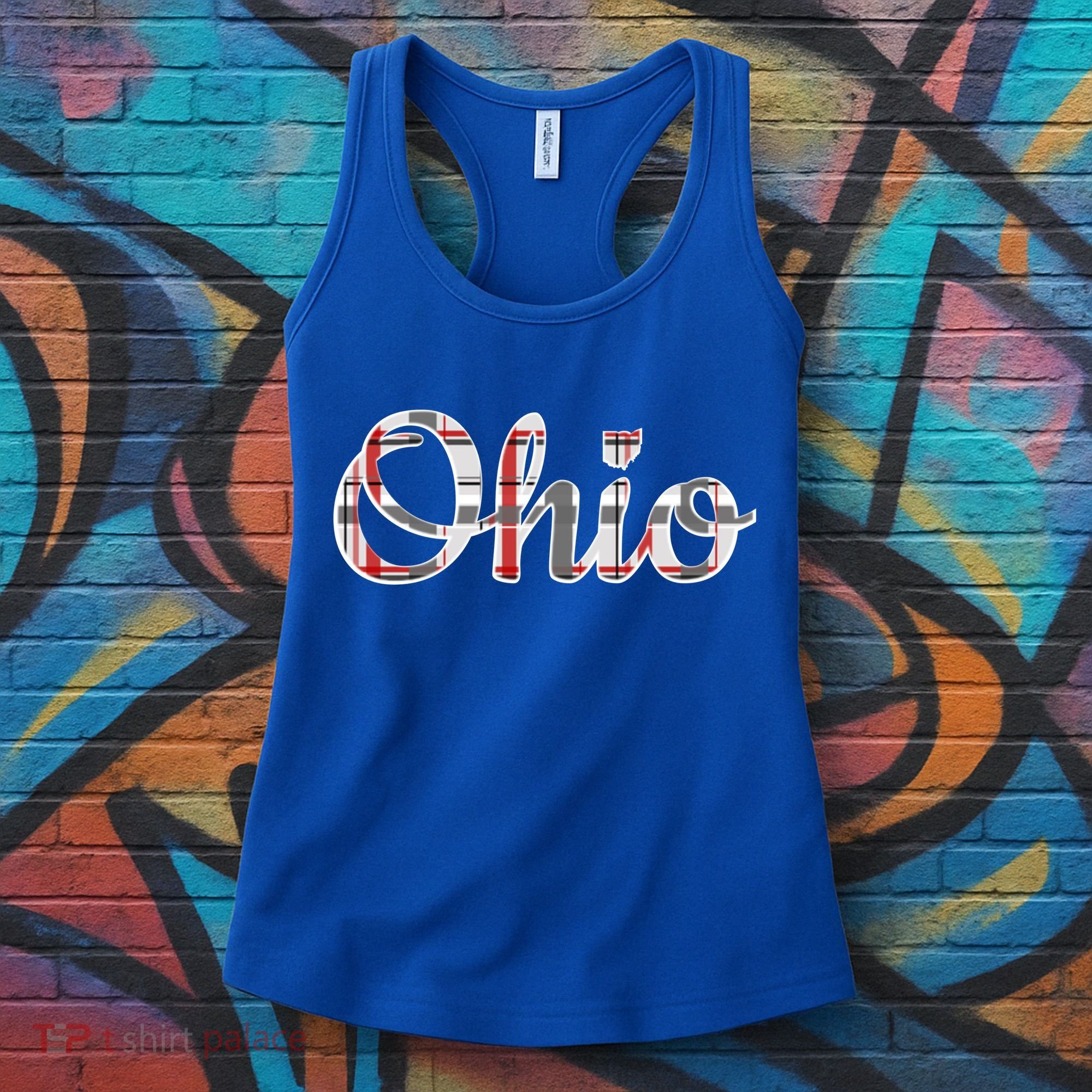 State Of Ohio Ohioan Pride Trendy Plaid Script Texgift Women's Tank Top