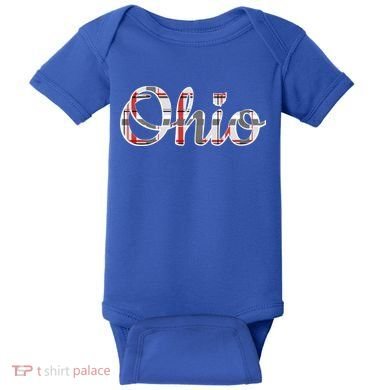 State Of Ohio Ohioan Pride Trendy Plaid Script Texgift Baby Bodysuit