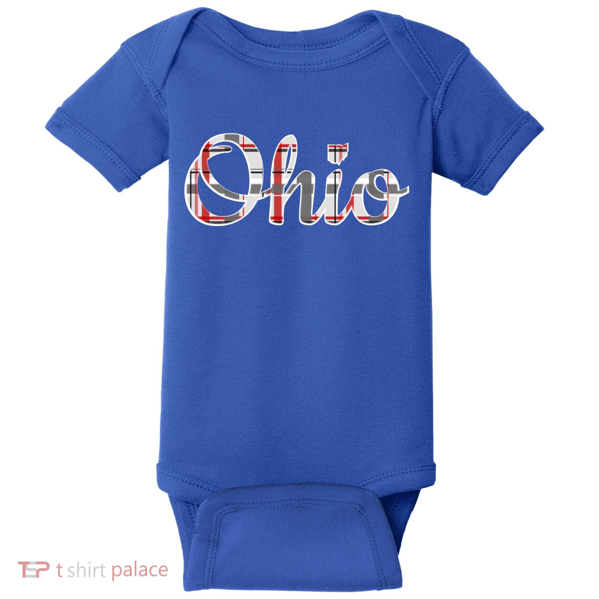 State Of Ohio Ohioan Pride Trendy Plaid Script Texgift Baby Bodysuit