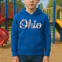 State Of Ohio Ohioan Pride Trendy Plaid Script Texgift Kids Hoodie thumb 2