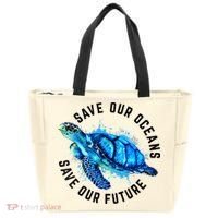 Save Our Oceans Sea Turtle Pro Environment Nature Earth Day Tote Bag thumb 0