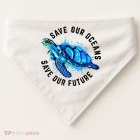 Save Our Oceans Sea Turtle Pro Environment Nature Earth Day USA-Made Doggie Bandana thumb 0