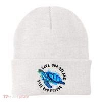 Save Our Oceans Sea Turtle Pro Environment Nature Earth Day Beanie thumb 0