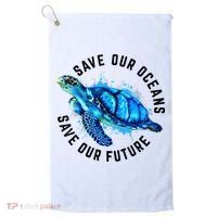Save Our Oceans Sea Turtle Pro Environment Nature Earth Day Golf Towel thumb 0