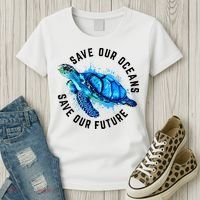 Save Our Oceans Sea Turtle Pro Environment Nature Earth Day Women's T-Shirt thumb 3