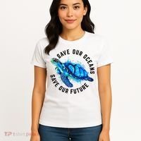 Save Our Oceans Sea Turtle Pro Environment Nature Earth Day Women's T-Shirt thumb 4