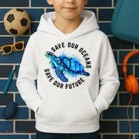 Save Our Oceans Sea Turtle Pro Environment Nature Earth Day Kids Hoodie thumb 2