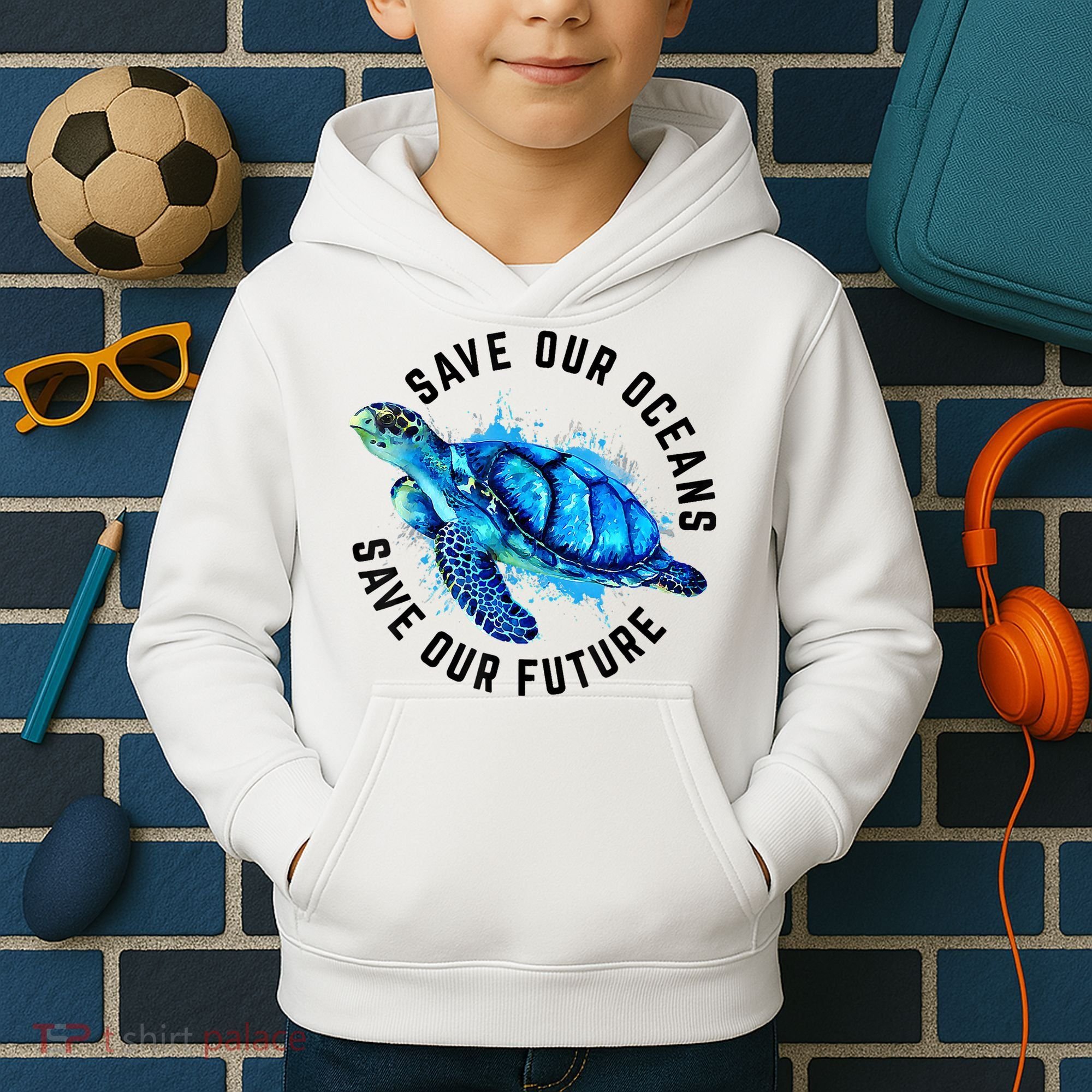Save Our Oceans Sea Turtle Pro Environment Nature Earth Day Kids Hoodie