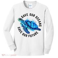 Save Our Oceans Sea Turtle Pro Environment Nature Earth Day Kids Long Sleeve Shirt thumb 0