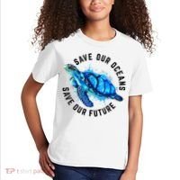 Save Our Oceans Sea Turtle Pro Environment Nature Earth Day Kids T-Shirt thumb 2