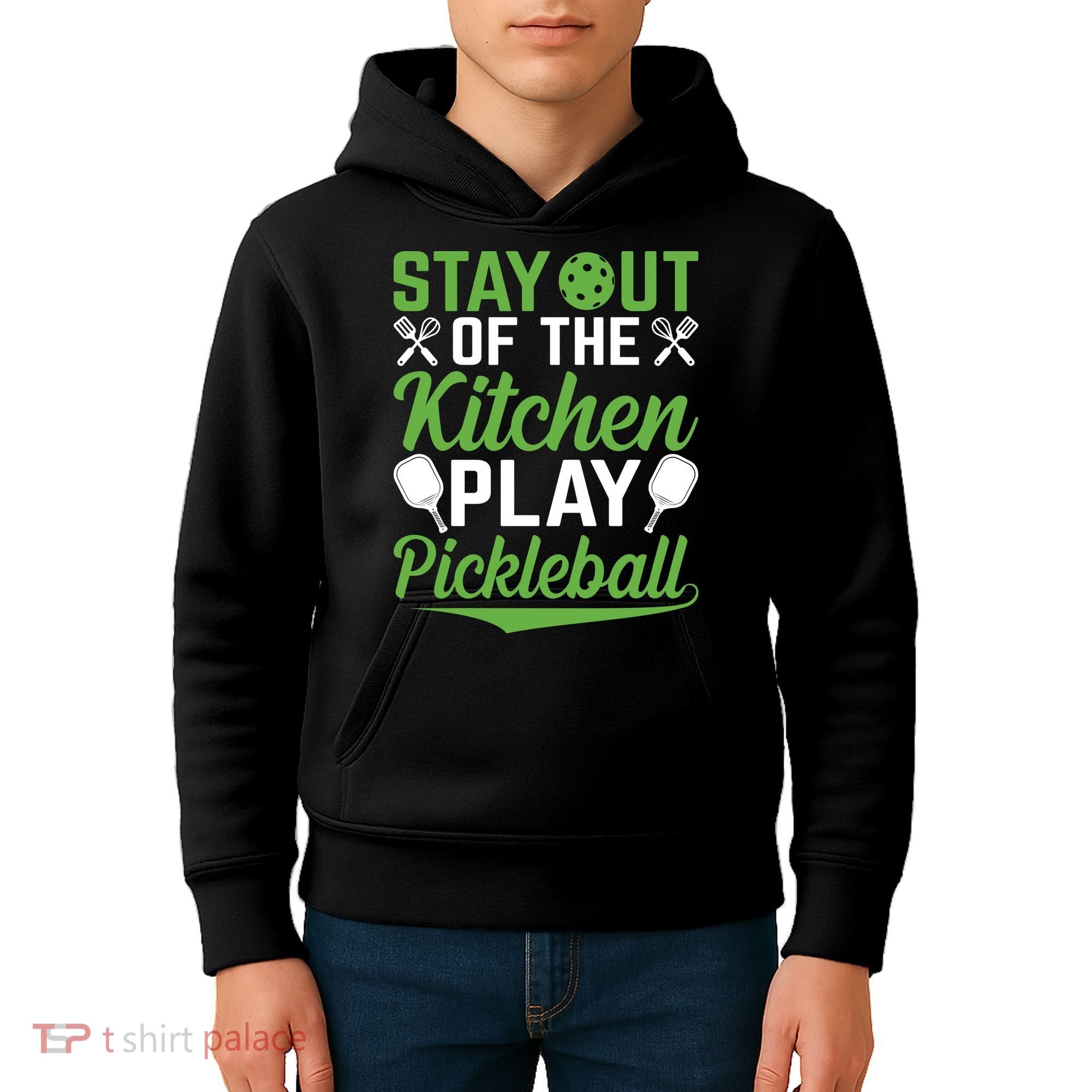 Stay Out Of The Kitchen Play Pickleball Kids Hoodie