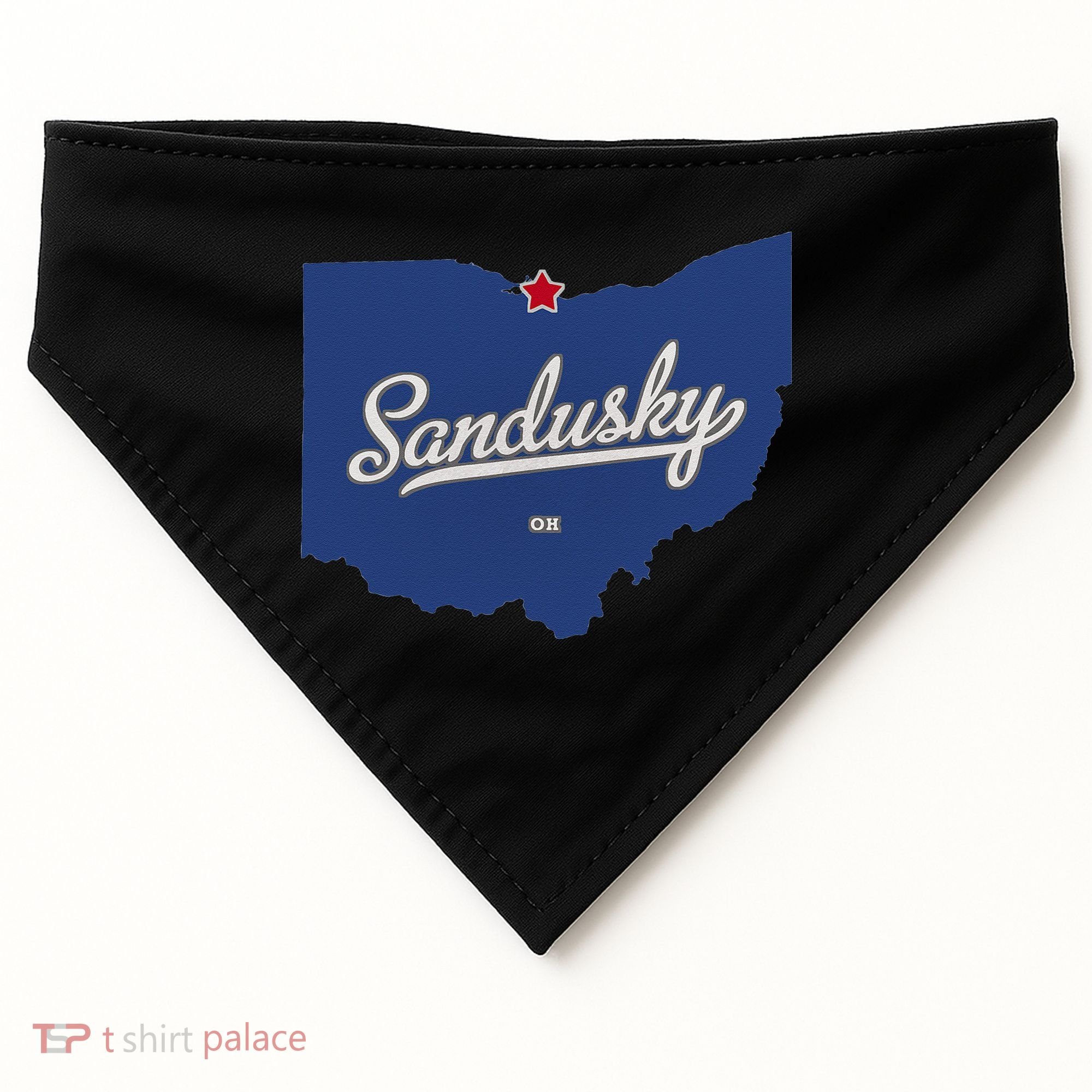Sandusky Ohio OH Map USA-Made Doggie Bandana