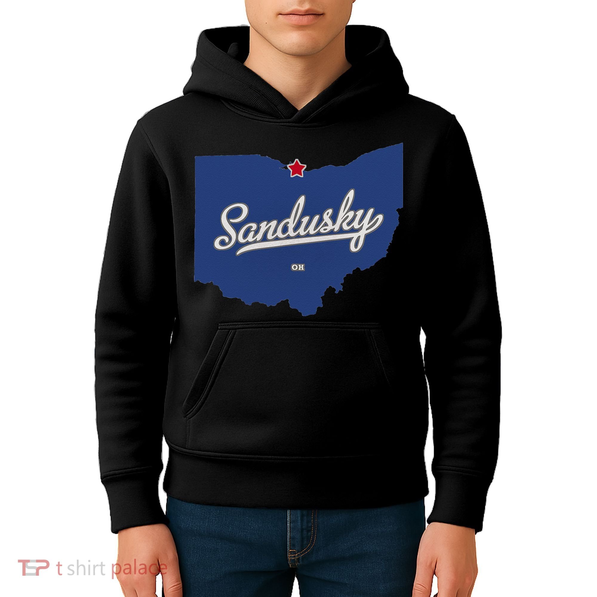Sandusky Ohio OH Map Kids Hoodie
