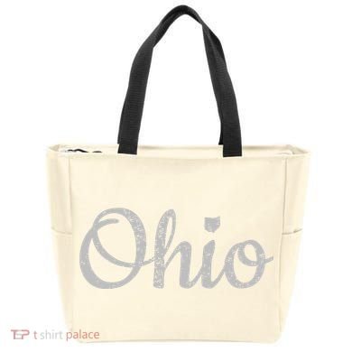 State Of Ohio Pride Script Text Distressed Design Gifts Tote Bag