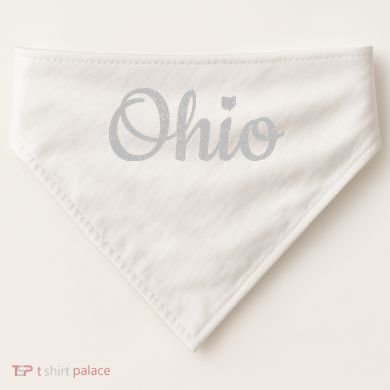 State Of Ohio Pride Script Text Distressed Design Gifts USA-Made Doggie Bandana