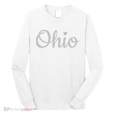 State Of Ohio Pride Script Text Distressed Design Gifts Long Sleeve Shirt