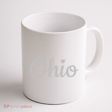 State Of Ohio Pride Script Text Distressed Design Gifts Coffee Mug back