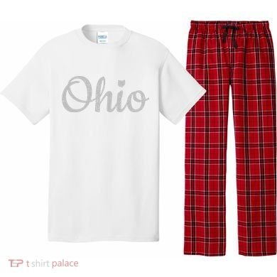 State Of Ohio Pride Script Text Distressed Design Gifts Pajama Set
