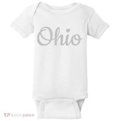 State Of Ohio Pride Script Text Distressed Design Gifts Baby Bodysuit