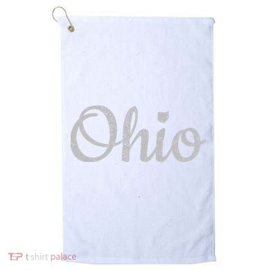 State Of Ohio Pride Script Text Distressed Design Gifts Golf Towel