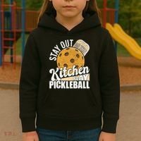 Stay Out Of The Kitchen Play Pickleball Paddleball Lover Kids Hoodie thumb 3