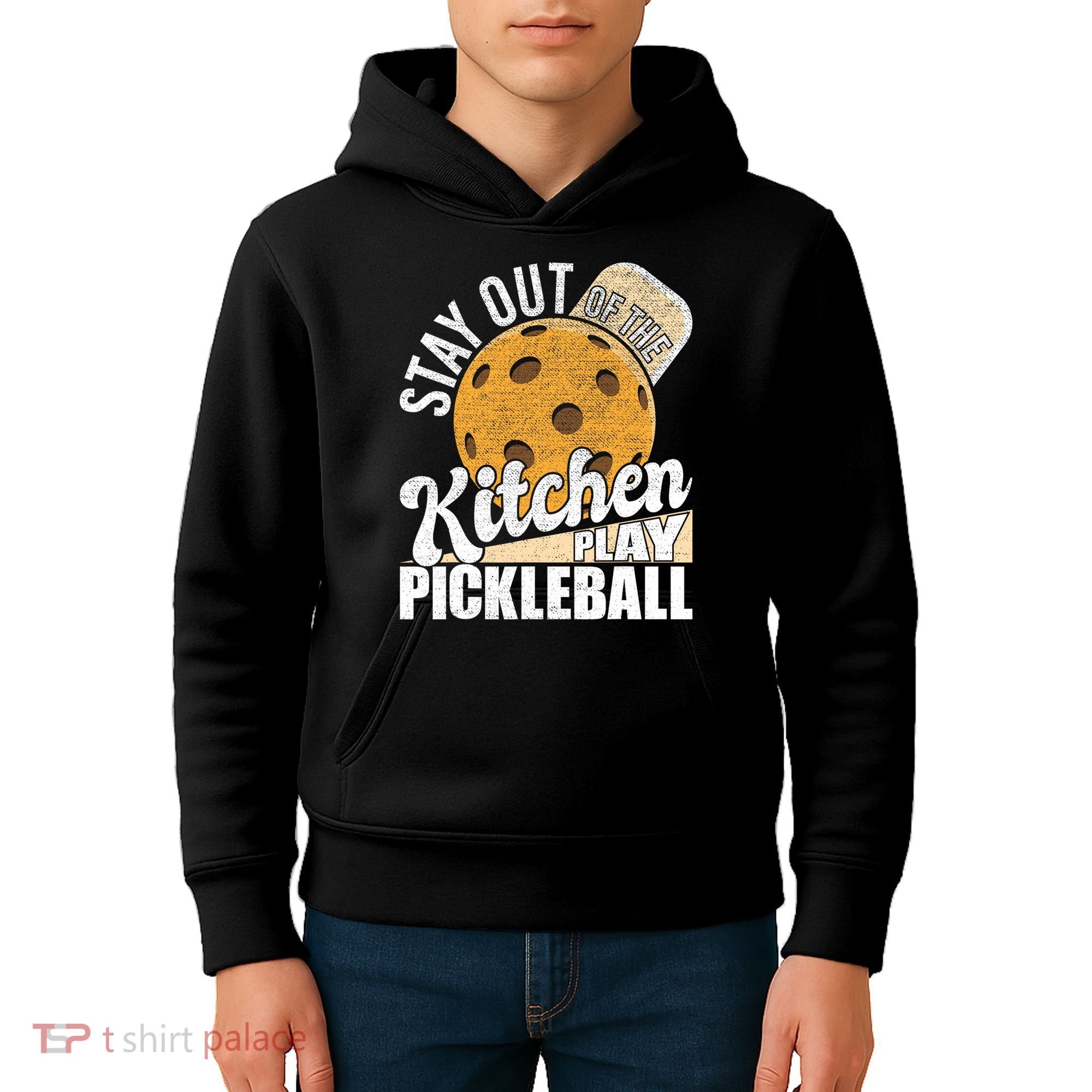Stay Out Of The Kitchen Play Pickleball Paddleball Lover Kids Hoodie