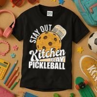 Stay Out Of The Kitchen Play Pickleball Paddleball Lover Kids T-Shirt thumb 3