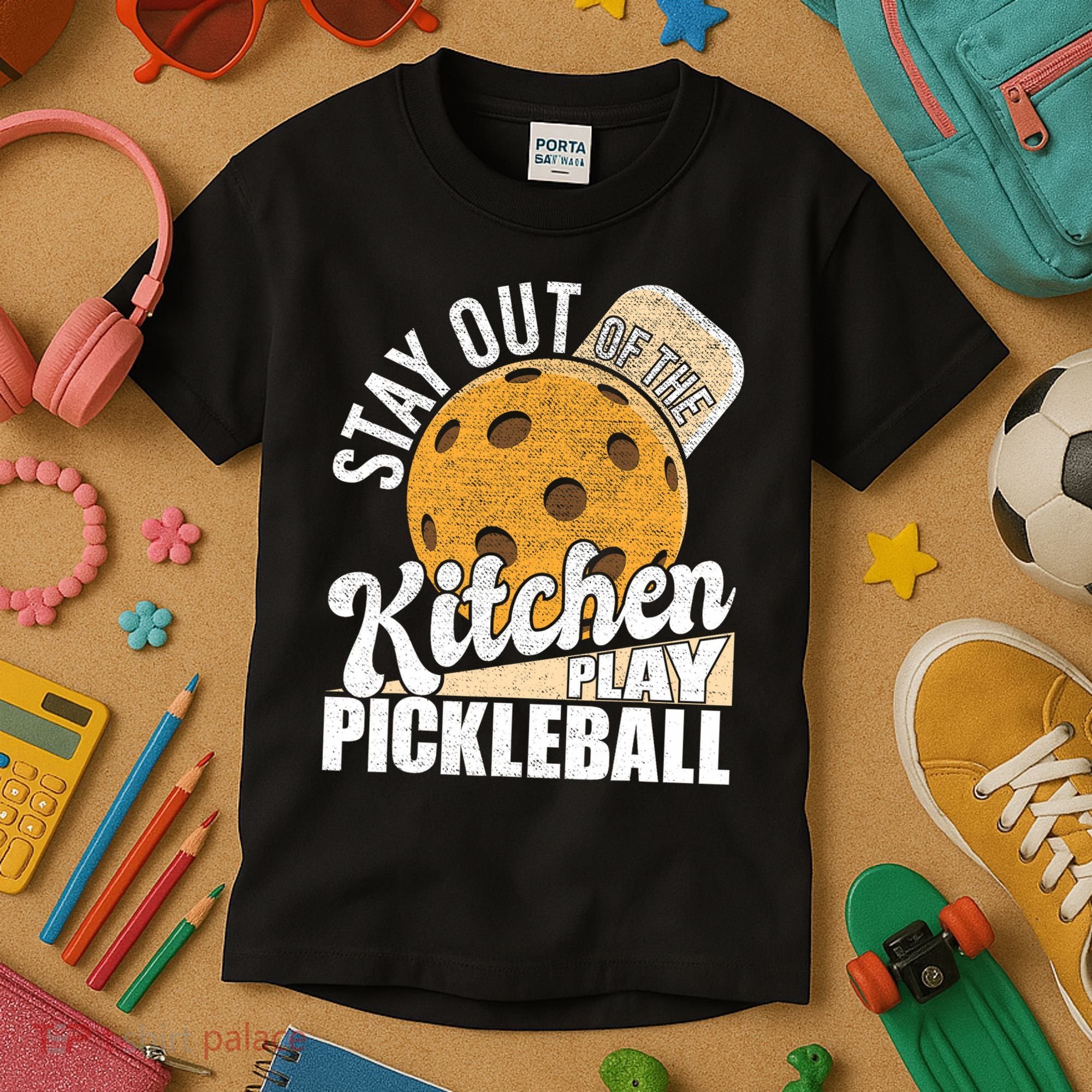 Stay Out Of The Kitchen Play Pickleball Paddleball Lover Kids T-Shirt