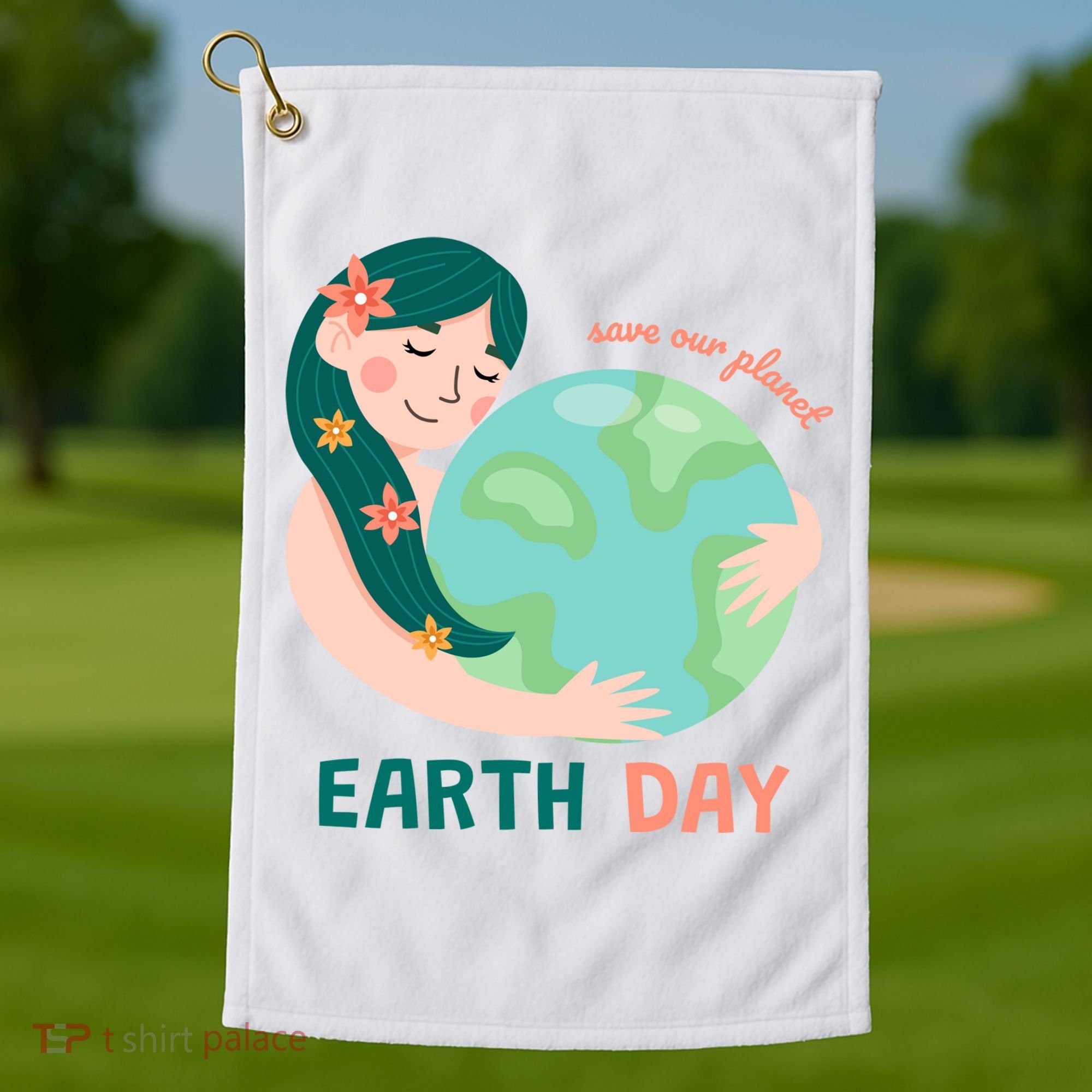 Save Our Planet Mother Earth Cute Golf Towel