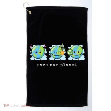 Save Our Planet Earth Day Awareness Cute Golf Towel