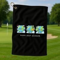 Save Our Planet Earth Day Awareness Cute Golf Towel thumb 1