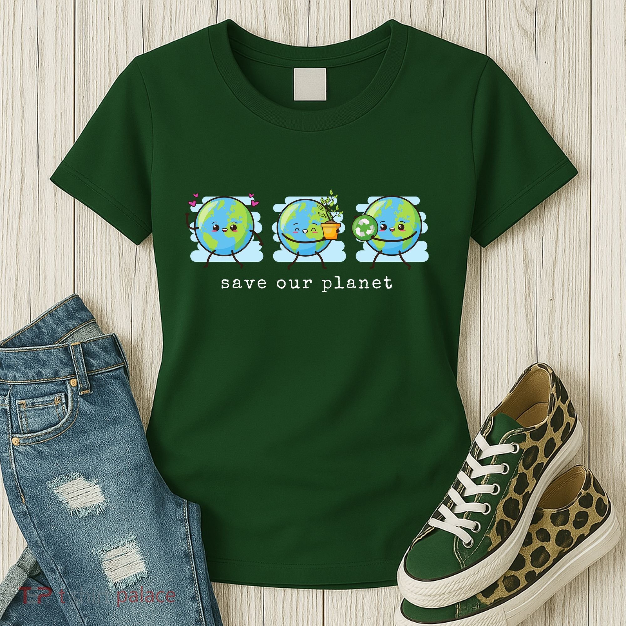 Save Our Planet Earth Day Awareness Cute Women's T-Shirt