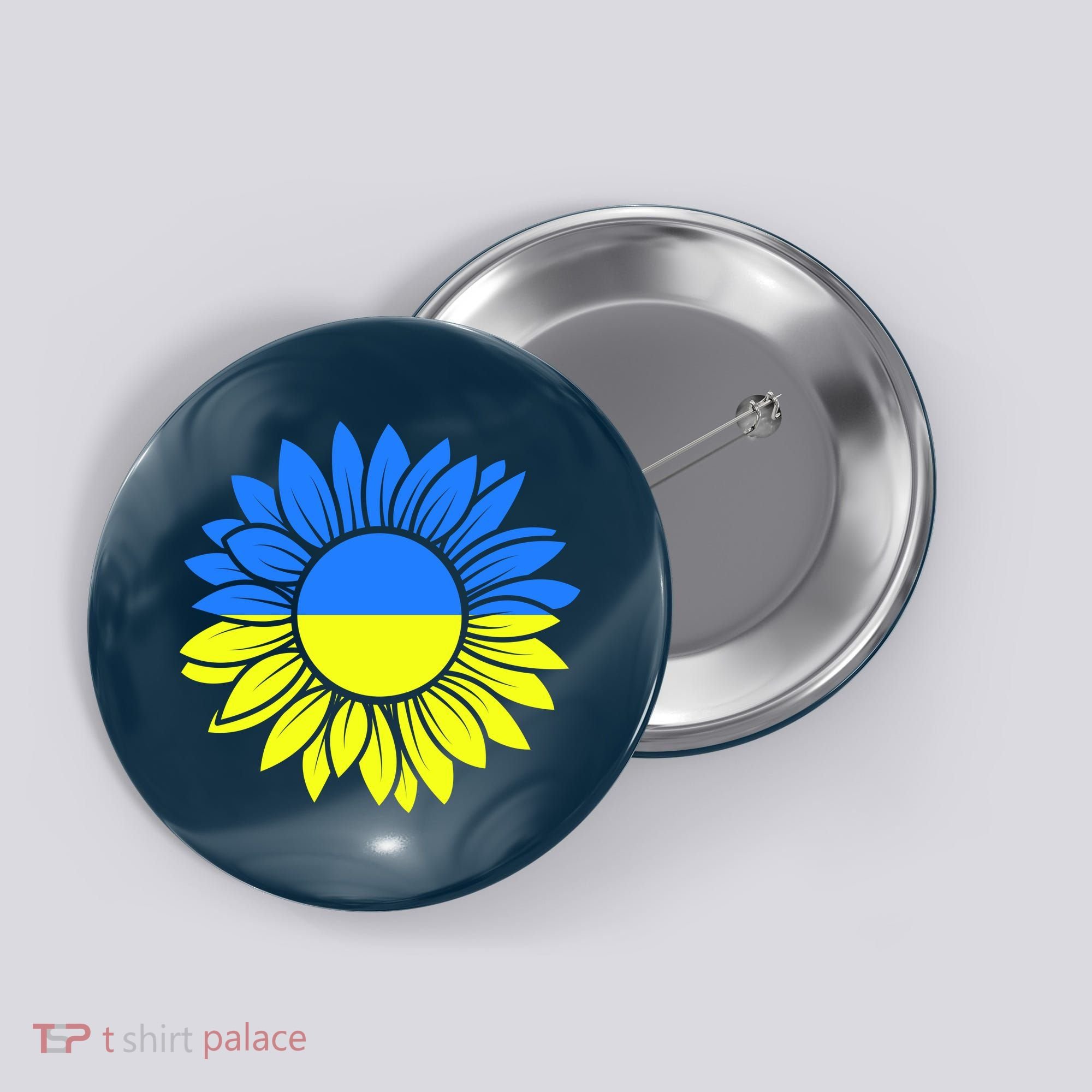 Sunflower Of Peace Ukraine Strong Vyshyvanka Button