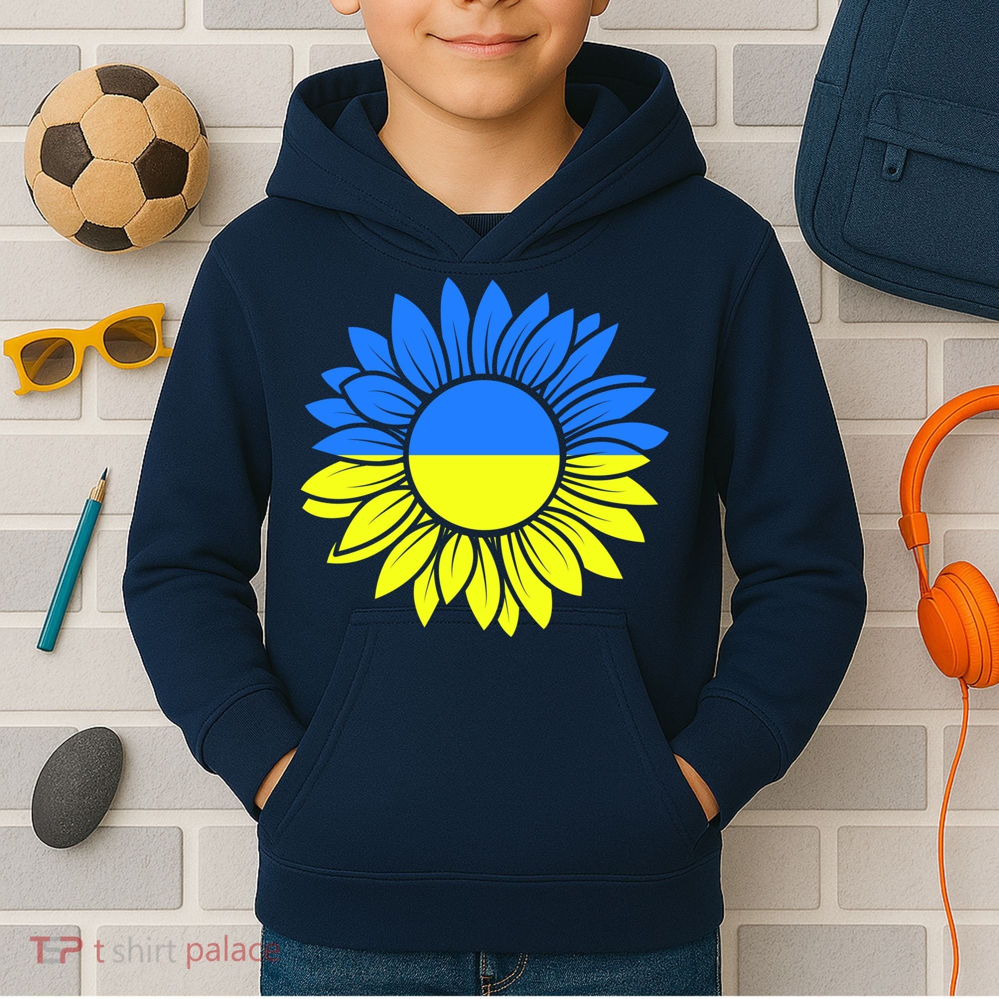 Sunflower Of Peace Ukraine Strong Vyshyvanka Kids Hoodie