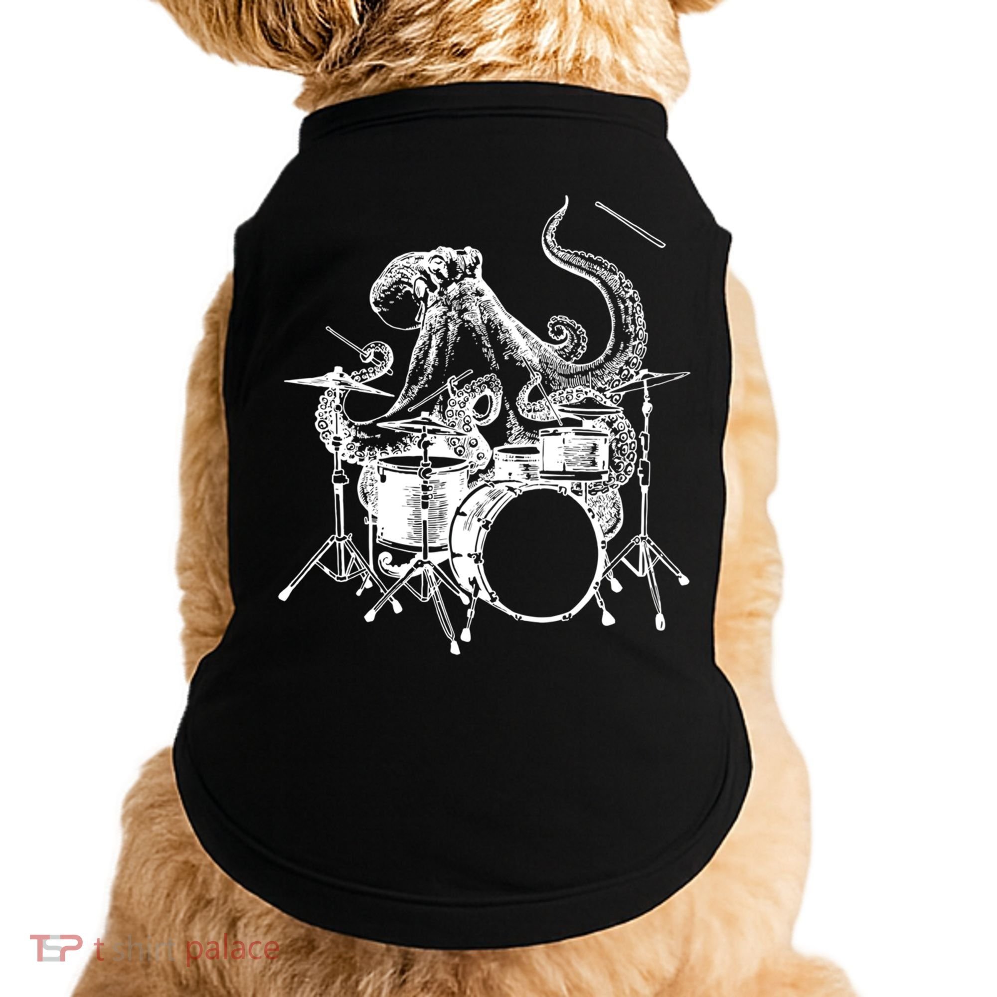Seembo Octopus Playing Drums Drummer Drumming Musician Band Gift Doggie Tank