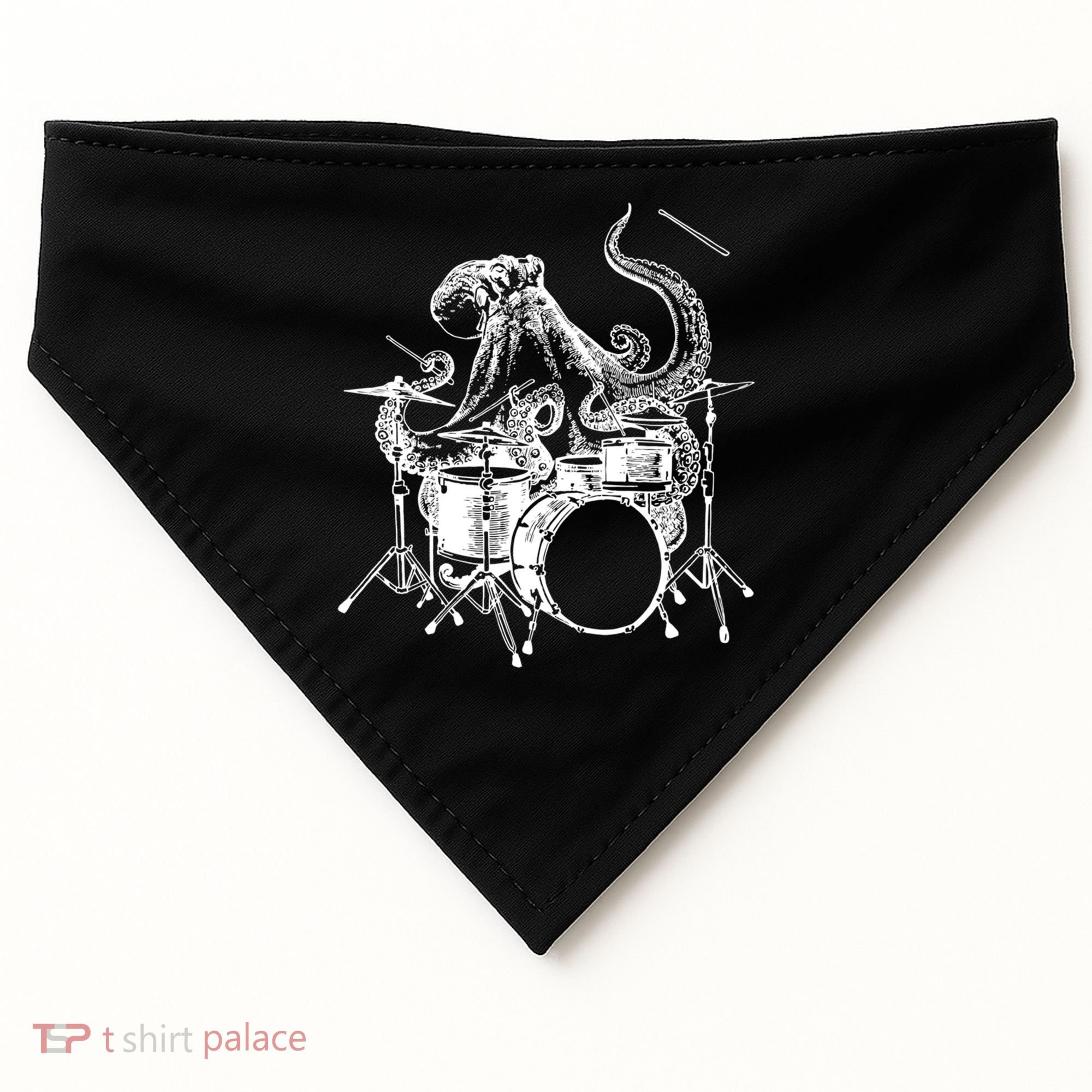 Seembo Octopus Playing Drums Drummer Drumming Musician Band Gift USA-Made Doggie Bandana