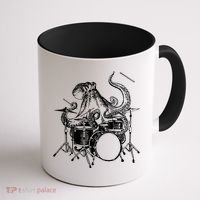 Seembo Octopus Playing Drums Drummer Drumming Musician Band Gift Coffee Mug thumb 1