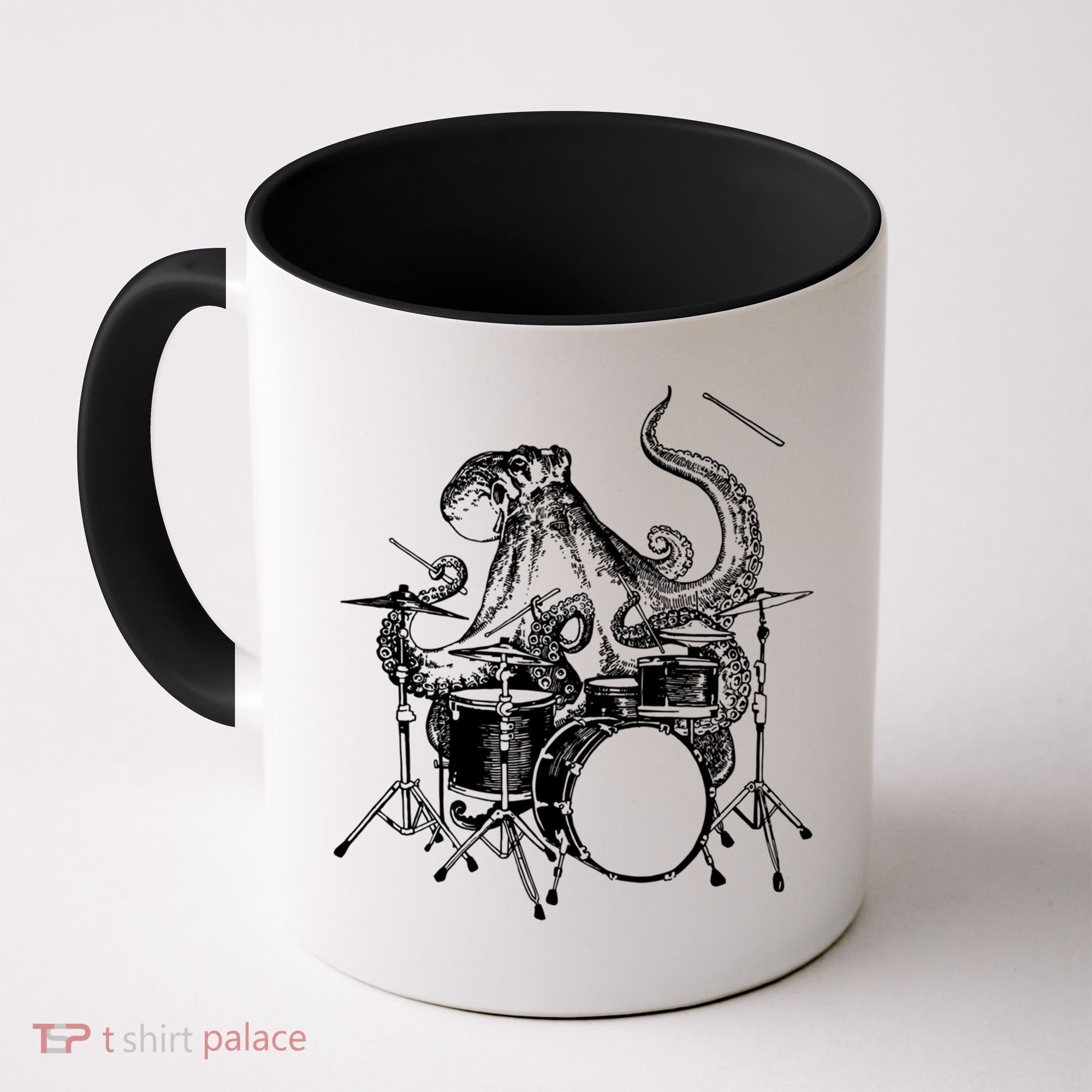Seembo Octopus Playing Drums Drummer Drumming Musician Band Gift Coffee Mug