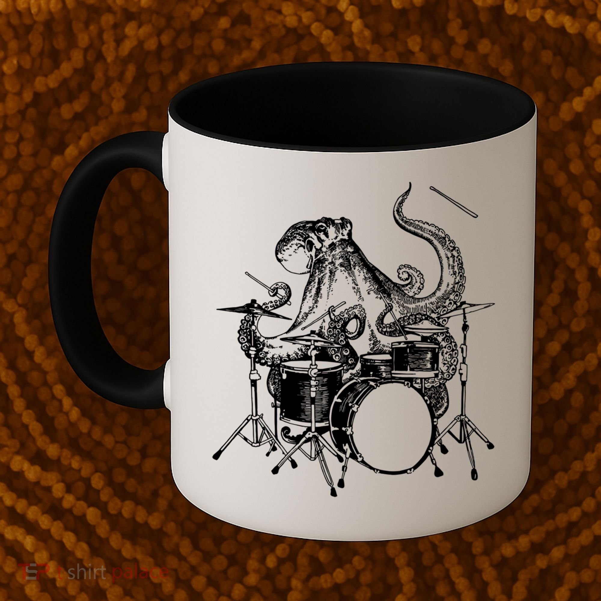 Seembo Octopus Playing Drums Drummer Drumming Musician Band Gift Coffee Mug