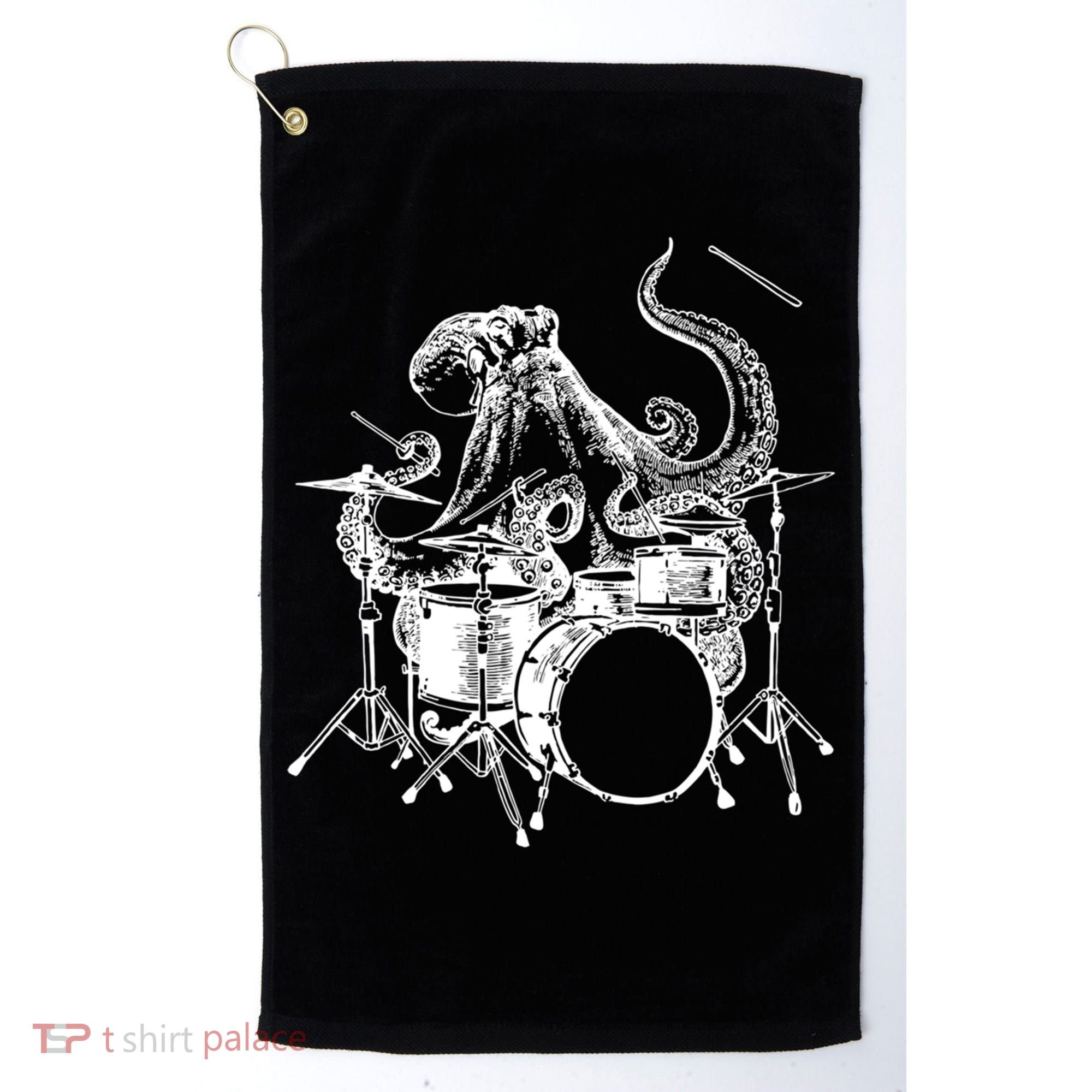 Seembo Octopus Playing Drums Drummer Drumming Musician Band Gift Golf Towel