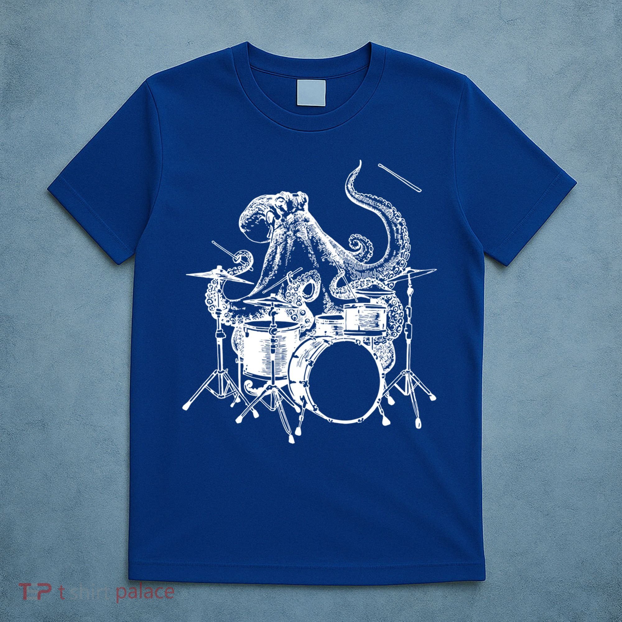 Seembo Octopus Playing Drums Drummer Drumming Musician Band Gift T-Shirt