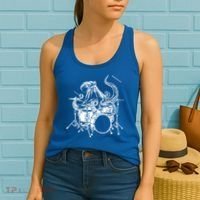 Seembo Octopus Playing Drums Drummer Drumming Musician Band Gift Women's Tank Top thumb 2