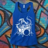 Seembo Octopus Playing Drums Drummer Drumming Musician Band Gift Women's Tank Top thumb 3