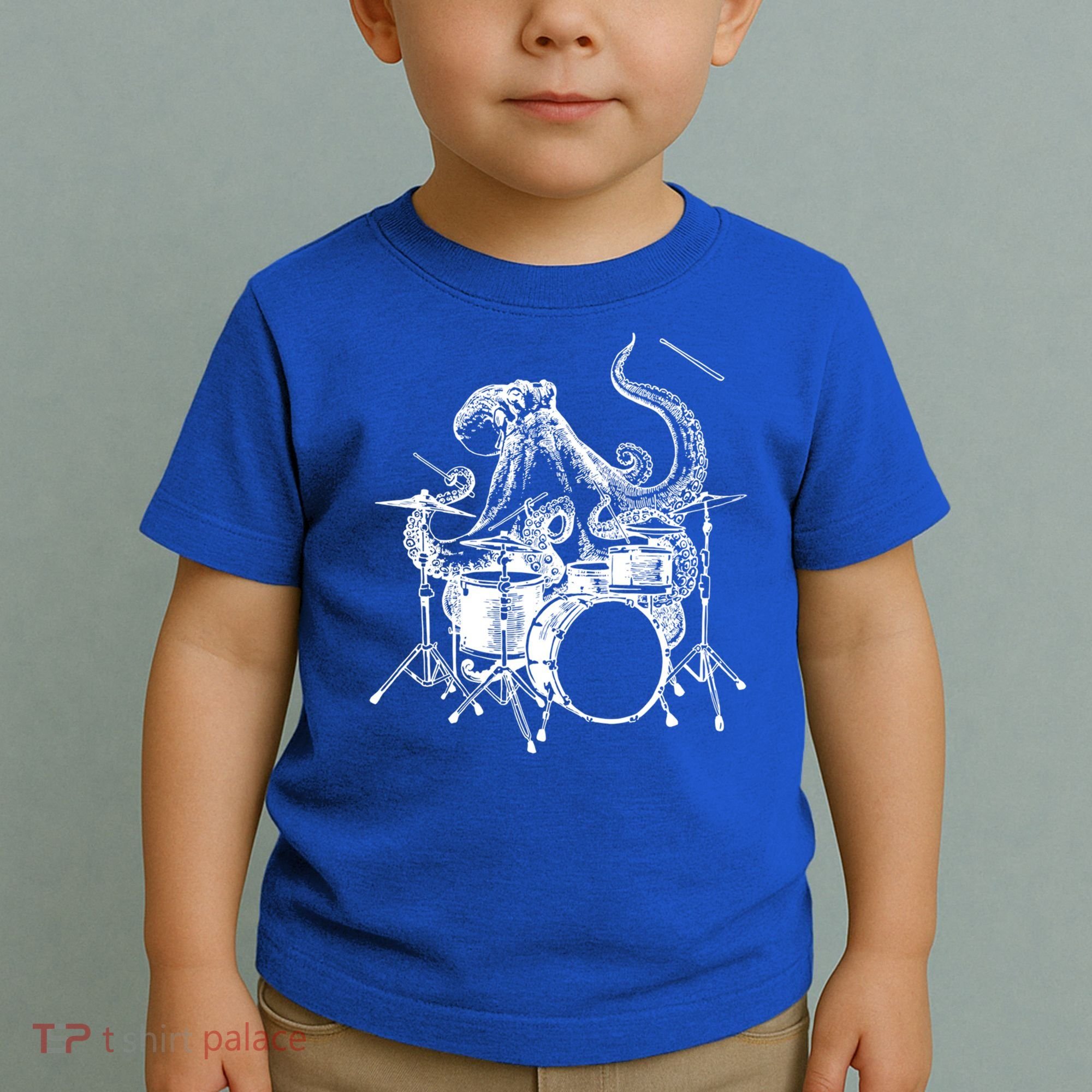 Seembo Octopus Playing Drums Drummer Drumming Musician Band Gift Toddler T-Shirt