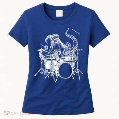 Seembo Octopus Playing Drums Drummer Drumming Musician Band Gift Women's T-Shirt