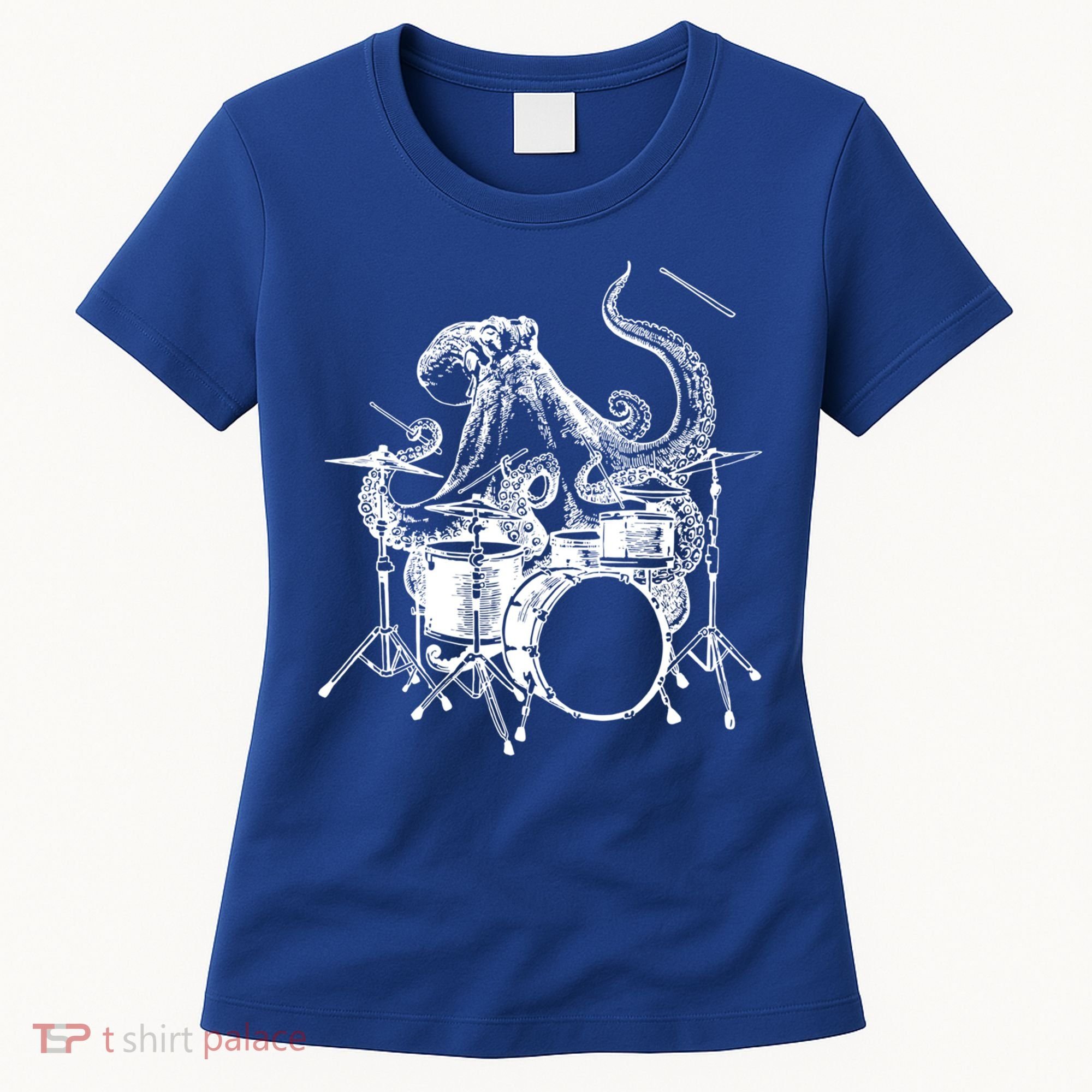 Seembo Octopus Playing Drums Drummer Drumming Musician Band Gift Women's T-Shirt